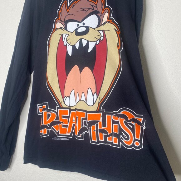 Vintage Looney Tunes Graphic Shirt XL Black Taz Treats USA Long Sleeves Tee - Picture 5 of 12